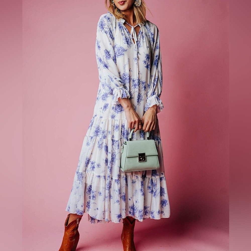 NWT FREE PEOPLE Feeling Groovy Floral Maxi Dress - Vintage Ivory